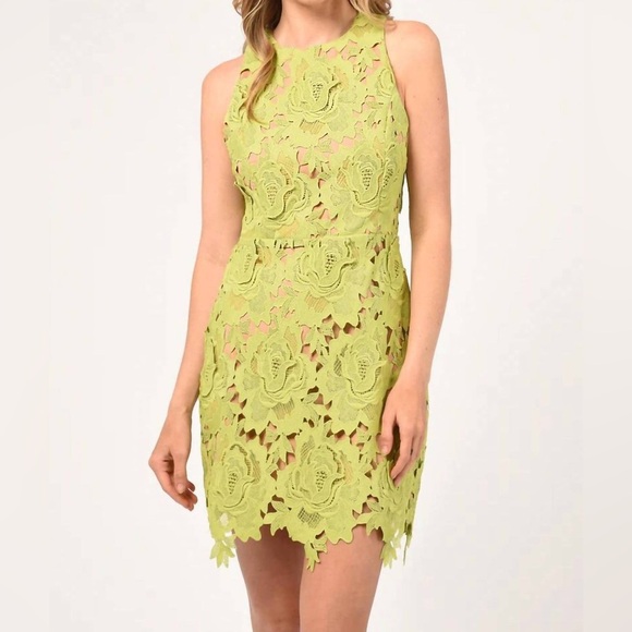 Adelyn Rae Dresses & Skirts - Adelyn Rae Cassie 3D Crochet Dress Lime Green M